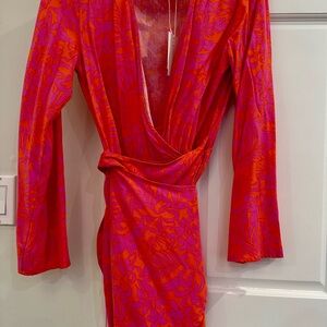 L*Space Red and Pink Long Sleeve Dress